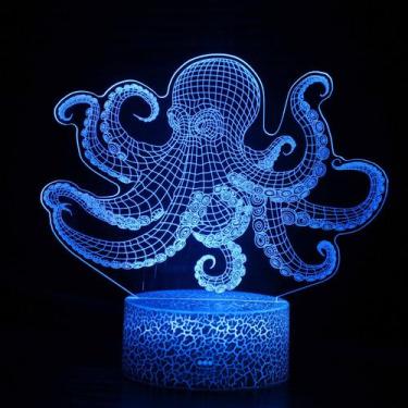 Imagem de LED Night Light Octopus 3D que muda de cor para crianças com base - Yi