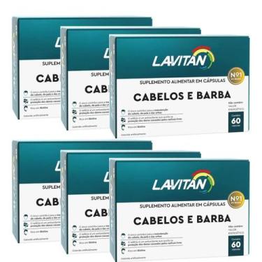 Imagem de kit 6 Lavitan Cabelos e Barba Cimed 60 Cápsulas  Crescimento, Força e 