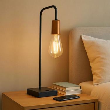 Imagem de Abajur Luminária de Mesa Curvado Clássico de aluminio e bivolt Soquete