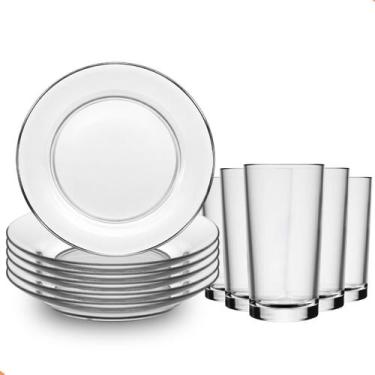 Imagem de Jogo De Pratos Fundos Aparelho De Jantar Em Vidro 12 Peças - Importado