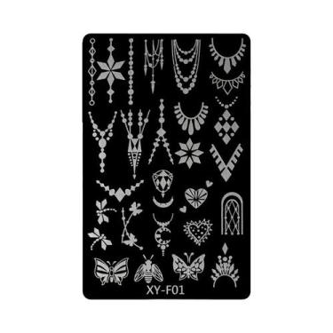 Imagem de Placa De Estampagem De Unhas Com Folhas Verdes, Borboletas, Flores E E