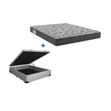 Imagem de Cama Box Baú casal 138 Suede Cinza com Colchão De Espuma - D33 Ortobom ISO 100 60x138x188