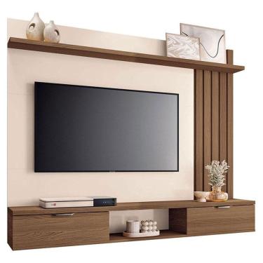 Imagem de Painel Para Tv Lets Castanho Off White - Hb Móveis