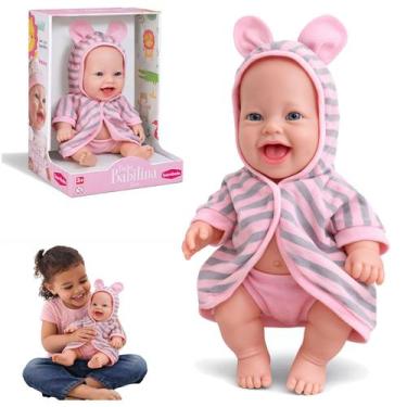 Imagem de Boneca Babilina Banho Menina Bebe Roupao Rosa Vinil Macia - BAMBOLA