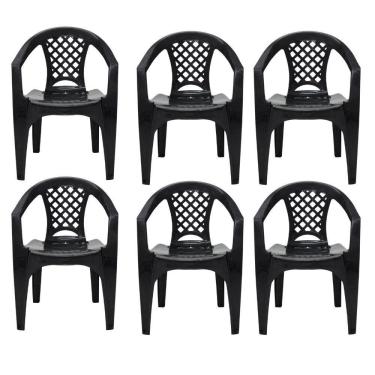 Imagem de Kit 6 Cadeiras Tramontina Iguape Polipropileno Empilháveis Preto