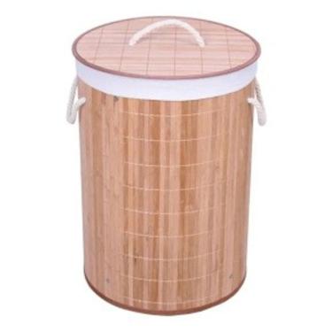 Imagem de Cesto de Roupa Suja Bambu Redondo- Organização com Design Natural