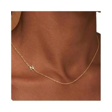 Imagem de Colar Feminino Minimalista Com Pingente De Letra Inicial Em Aço Inoxid