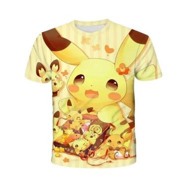 Imagem de Camiseta Infantil Pokemon Pikachu 3D De Manga Curta, Moda Casual, Moda