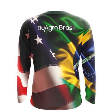 Imagem de Camiseta Térmica Manga Longa Duagro Brasil/EUA Suplex Dry UV, P, Brasi