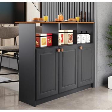 Imagem de Bancada Ilha 3 Portas Com Nicho 6206 Cinza com Freijó Rede Móveis