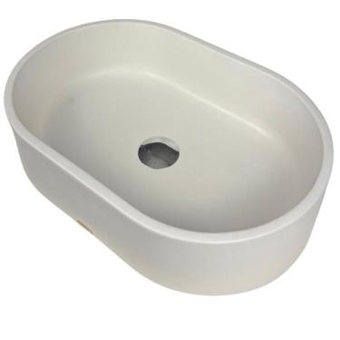 Imagem de Cuba Apoio Banheiro Oval Lavabo Concreto Sobrepor Grande Pia Concreto 