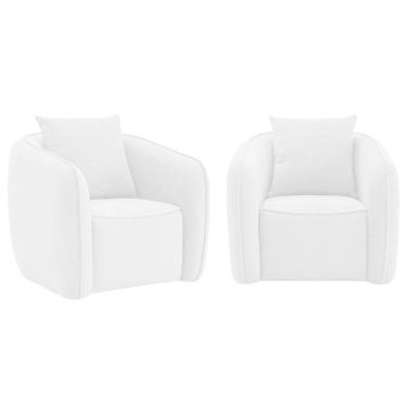Imagem de Kit 02 Poltronas Decorativas Sala De Estar Recepção Florença Bouclé - Adj DeBranco