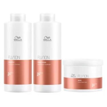 Imagem de Kit Wella Professionals Fusion Shampoo + Condicionador + Máscara Tamanho Profissional-Unissex