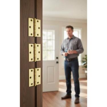 Imagem de 2x Dobradiça Inox Gold 3x2,5 com Rolamento - Kit 3 Peças - Congratulat