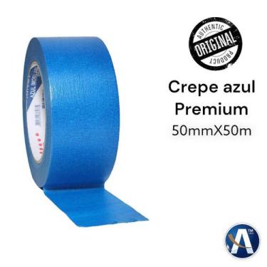 Imagem de Fita Crepe Azul Claro 50mm x 50m - Ideal para Pintura e Reparos - Euro