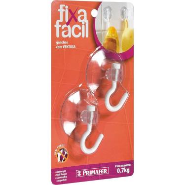 Imagem de Gancho Plástico Com Ventosa. Embalagem Com 2 Peças, Cor Transparente, Atlas.