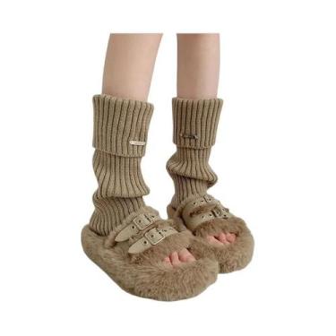 Imagem de Meias Longas De Inverno Femininas De Tricô Estilo Lolita, Aquecedores 