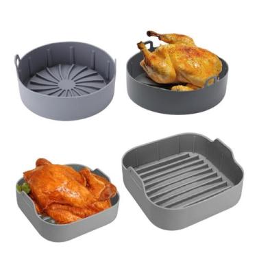 Imagem de 2 Formas Cozimento Silicone Fritadeira Microondas Air Fryer Com Alça -