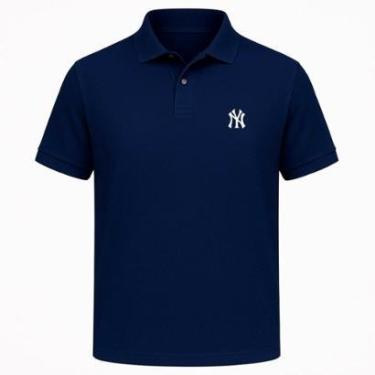Imagem de Camisa Gola Polo Basica Piquet Camiseta Estampa NY Algodao Poliester Confortavel Lisa B...
