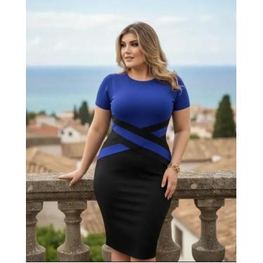 Imagem de Vestido Plus Size Detalhe em X Moda Feminina Evangélica - Miss FLOWER,