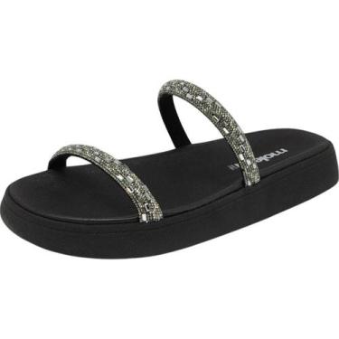 Imagem de Sandália Feminina Conforto Flatform Papete Tendência Moleca, Preto, Bl