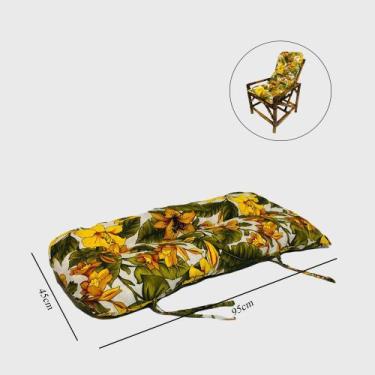 Imagem de Almofada Para Cadeiras de Bambu e Vime Branca e Flor - Compree