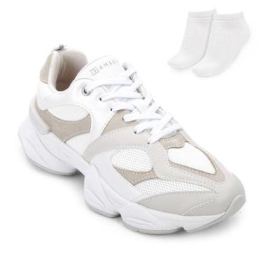 Imagem de Tênis Casual Ramarim e Meia RM25-25901, Branco, Cinza, 35