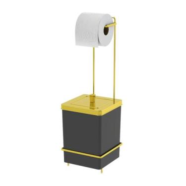 Imagem de Lixeira Quadrada 6,5 Litros Com Suporte Para Papel Higiênico - Future