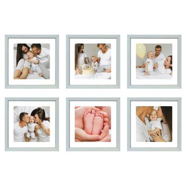 Imagem de Kit 6 Quadros Porta Retrato Foto 15x15 Paspatur Branco 22x22 Moldura:moldura Branca