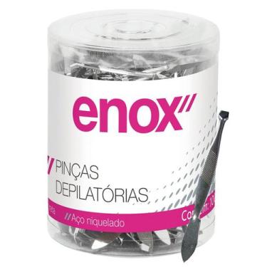 Imagem de Pinça Depilatória Ponta Reta Pote Com 100 Unidades - Enox - Belliz