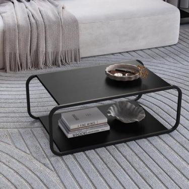 Imagem de Mesa de Centro 80cm Orgânico Pé Metal Luna - Artesano
