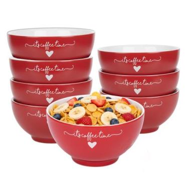 Imagem de Jogo 8 Bowl Tigela Cumbuca Sobremesas Porcelana Vermelho Red Lamour Co