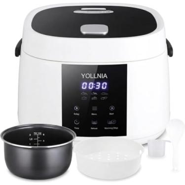 Imagem de Yollnia Panela de Arroz 3L 12 xícaras (Cozida), Mini Panela de Arroz Digital, Multicooker 6 em 1 para Grãos, Opções Predefinidas e de Reaquecimento, Temporizador de Retardo de 12 Horas, Auto Mantém