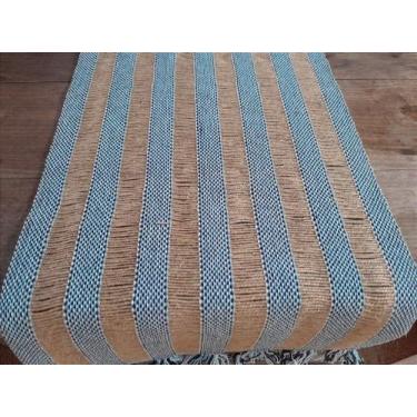 Imagem de Caminho de Mesa Rami Azul e Cru de 2m - Artesanal Mineiro