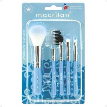 Imagem de Kit Com 5 Pincéis Para Maquiagem Macrilan Princess Kp9-6, Azul
