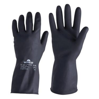 Imagem de Luva de Látex WK39 Anti-derrapante sem Forro Preta Worker g 9"