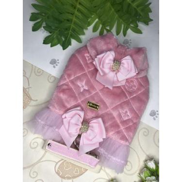 Imagem de Peitoral Pelúcia Rosa para cachorro Tamanho:G - Dudog Vest, G