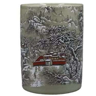 Imagem de 13,6 cm Antigo Qing Tongzhi Famille Rosa Porcelana Estampa de Neve Decoração