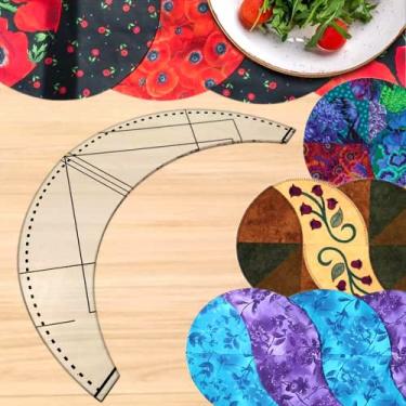 Imagem de Modelo de torção trançada de toalha de mesa 2022 com instruções, modelos de acolchoamento de curva acrílica Réguas de acolchoamento, régua de stripologia reutilizável para acolchoamento (12inch)