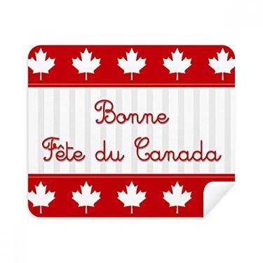 Imagem de Maple Happy Canada Day Pano de limpeza de slogan vermelho 2 peças Tecido de camurça