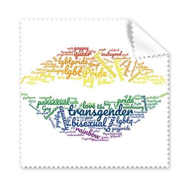 Imagem de Lips Kiss LGBT Rainbow Wordcloud pano de limpeza de tela de telefone limpador 5 peças
