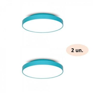 Imagem de Kit 2 Plafons para 3 Lâmpadas Redondo 36cm 7652 Jd Molina  JD Molina Azul