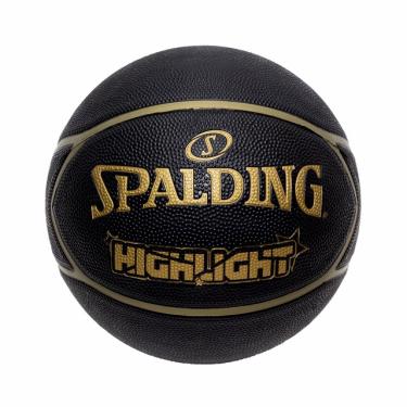 Imagem de Bola de Basquete Spalding - Highlight Star - Borracha - Preto/dourado