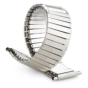 Imagem de Speidel Pulseira de relógio masculina elástica confortável de aço inoxidável, pulseira de substituição prateada de 16 a 22 mm, extremidade reta sem fecho extra longa