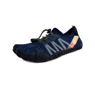 Imagem de Bestgift Sapatos respiráveis de tamanho grande, sapatos de cinco dedos, sapatos de praia de verão para homens e mulheres, secagem rápida Azul 2 43.5