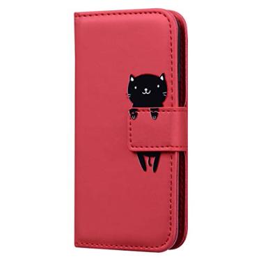 Imagem de para Xiaomi Redmi Note 10 Note 10 PRO bonito animal de estimação couro PU à prova de choque capa magnética com suporte de couro com compartimento para cartão anti-queda capa flip para Xiaomi Redmi Note 10 Note 10 PRO (vermelho, Redmi Note 10 PRO)