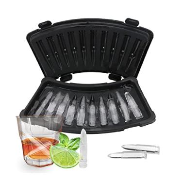 Imagem de Bandeja de cubo de gelo molde de cubo de gelo faça você mesmo criativo arma de silicone bala forma de crânio molde de bandeja bar casa festa barra de uísque ferramenta molde de cubo de gelo (cor: bala)