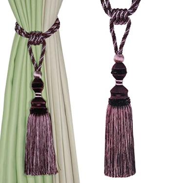 Imagem de 1 peça cortina de borla bola pendurada tieback borlas grandes suporte de cortinas penduradas fivela corda de quarto acessórios, roxo, 1 peça