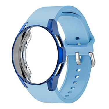 Imagem de Pulseira de relógio de 20 mm, compatível com Samsung Galaxy Watch 5 de 40 mm, pulseira de silicone macia e fina com cobertura total, capa de relógio para Galaxy Watch 4 de 40 mm, feminina e masculina