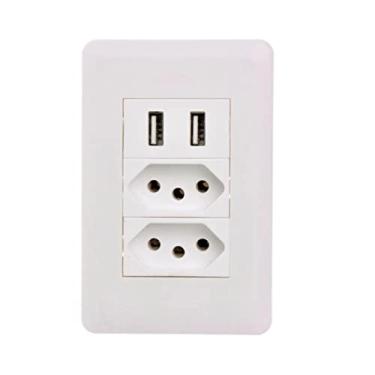 Imagem de Tomada de Parede de 10A Com Entrada USB 5V 2x2A Bivolt